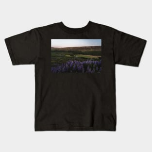 Lupine Flowers in Blossom During Midnight Sunset in Iceland Kids T-Shirt